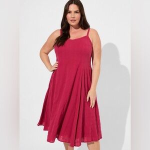 Torrid midi Textured cotton trapeze dress | Size 4